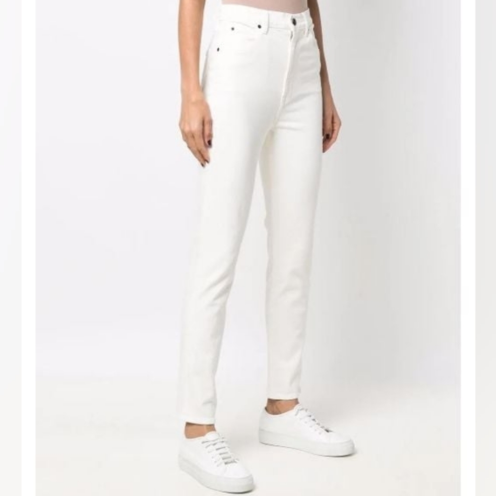 Slvrlake Beatnik Slim Straight High Rise White 5 Pocket Jeans Size 27 NWT - Picture 4 of 14